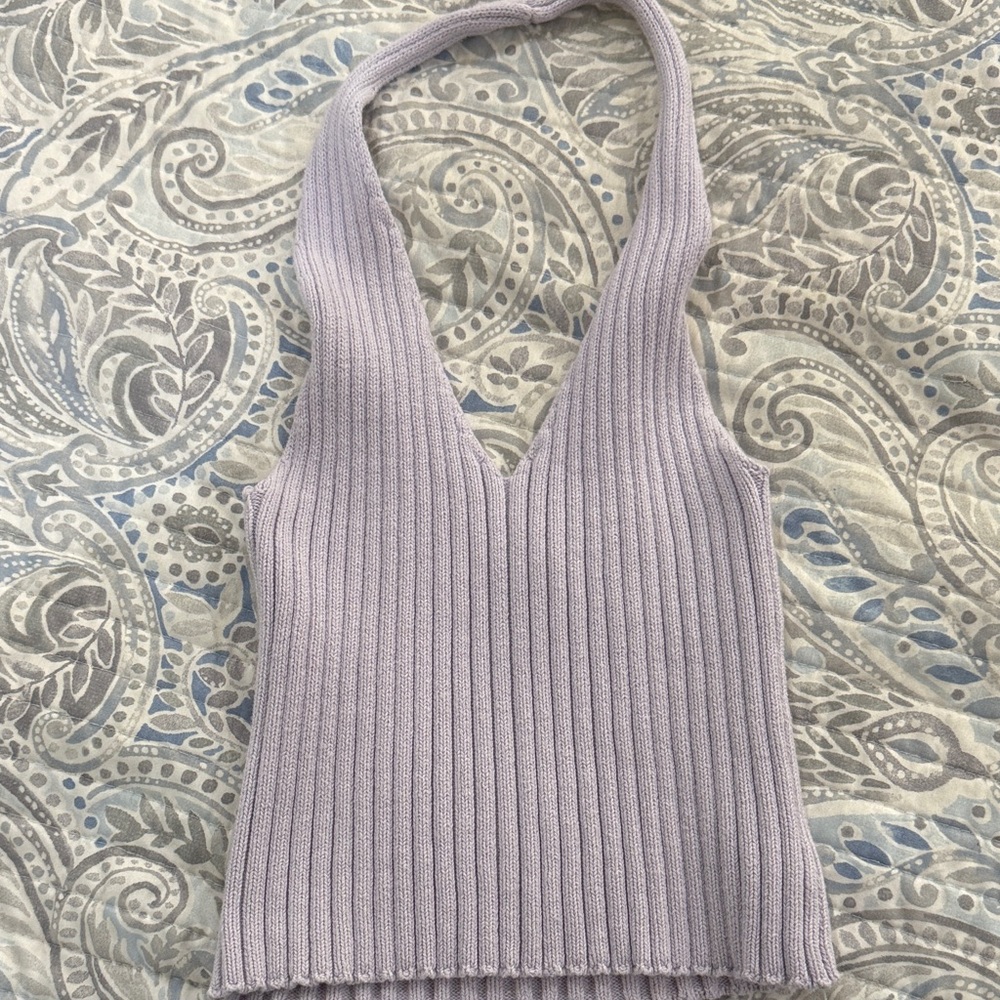 SHEIN Lavender Ribbed Knit Crop Top